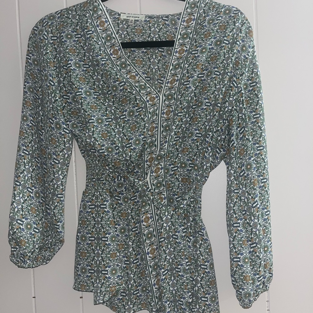 Floral Print Wrap Blouse